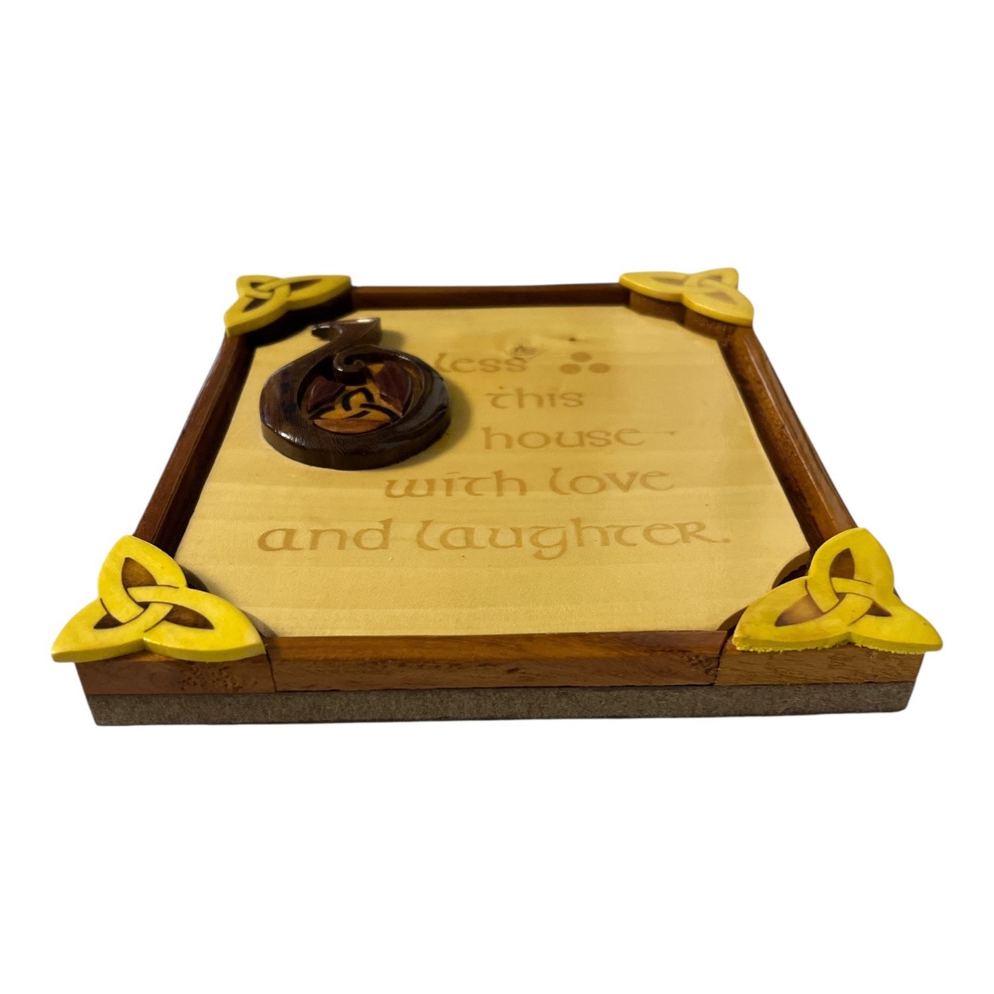 Islandcraft Celtic Carvings Wooden Wall Plaque Irish Blessing Knot Decor