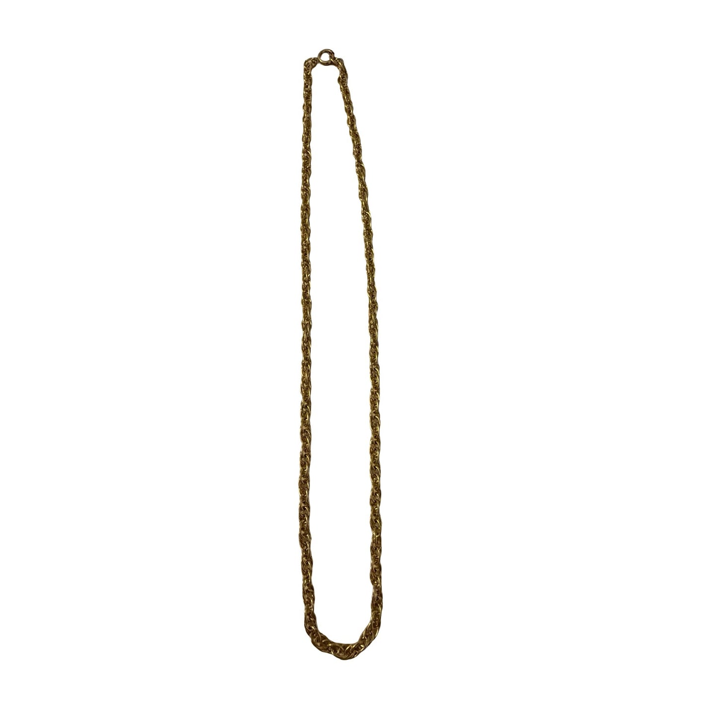 Vintage Gold Tone Rope Chain Necklace 16" Twisted Link Minimalist Layering Necklace