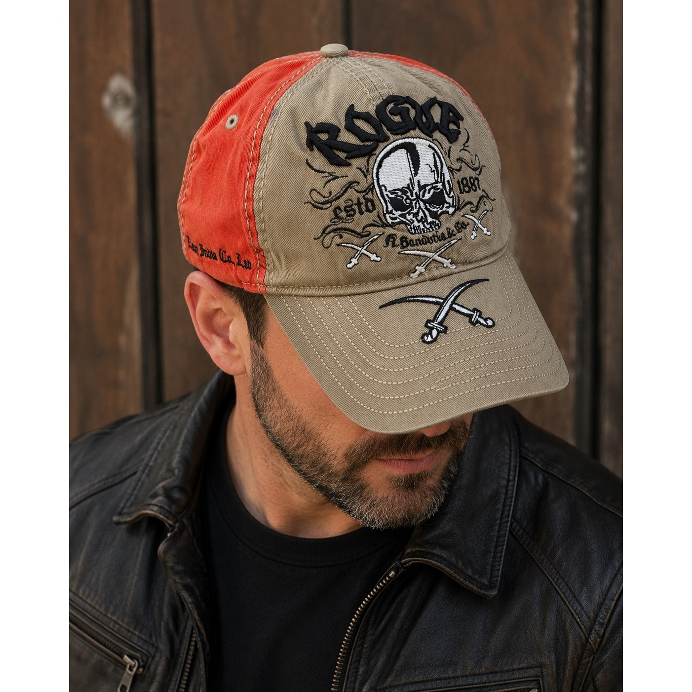 Rogue East India Trading Co Gurkha Skull Cigar Hat Distressed Baseball Cap