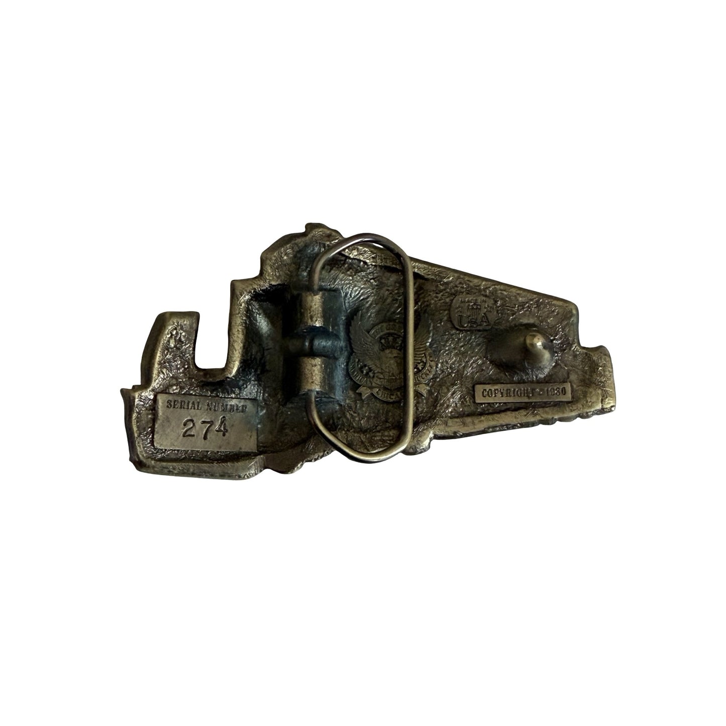 Vintage Train Locomotive Belt Buckle 3489 Serial 274 Great American Buckle Co USA