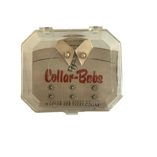Vintage Collar Bobs Pearl Collar Tips Original Case San Antonio Texas Mid Century