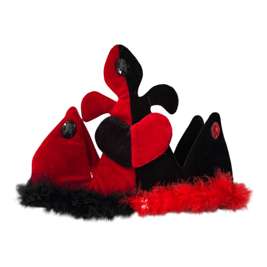 Vintage Alice in Wonderland by elope Red Black Jester Crown Hat Headpiece