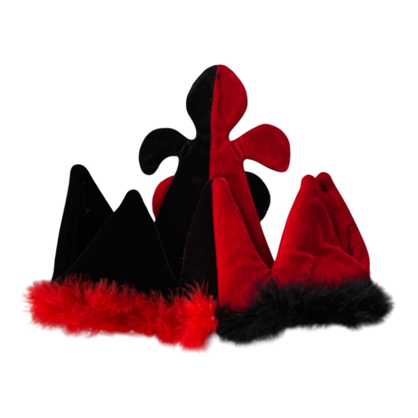 Vintage Alice in Wonderland by elope Red Black Jester Crown Hat Headpiece