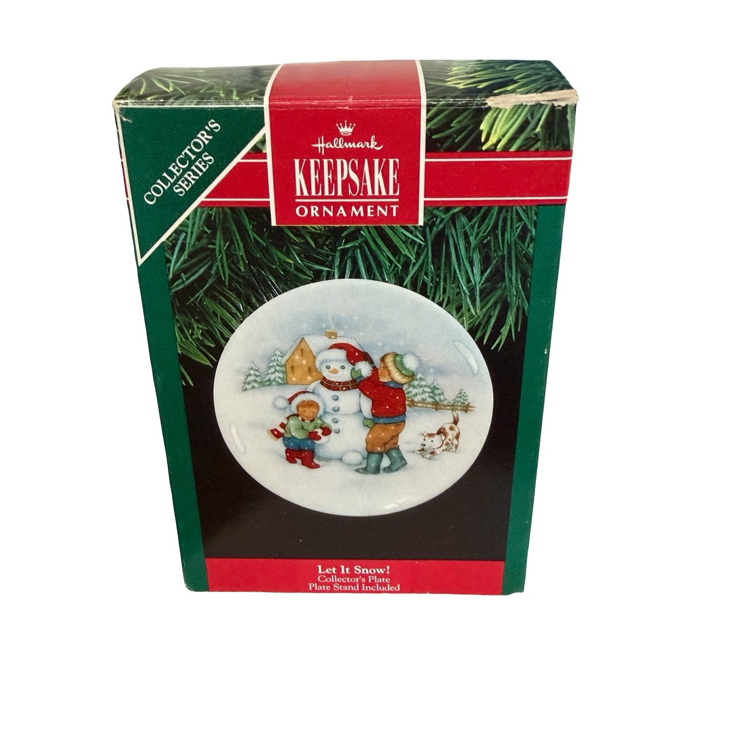 1991 Hallmark Keepsake Ornament Let It Snow Collector's Plate Fifth in Series Porcelain