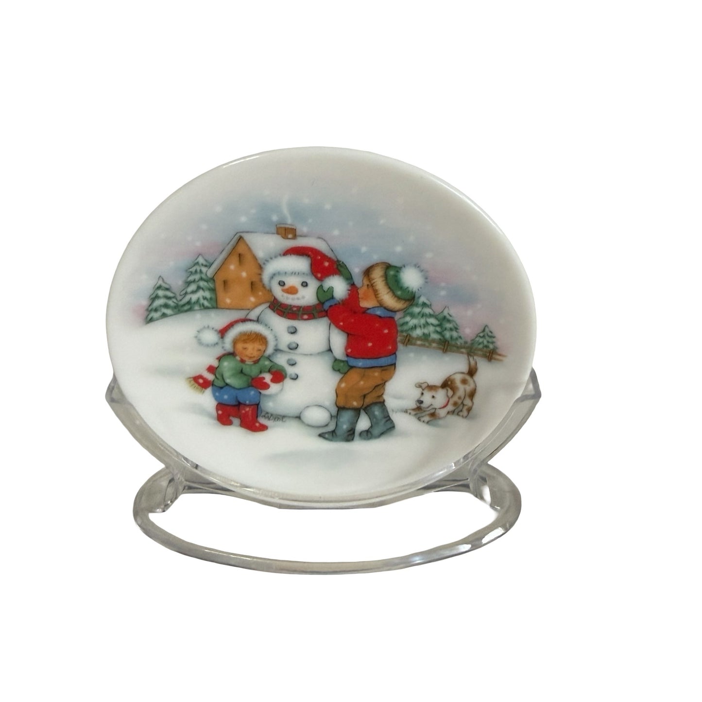 1991 Hallmark Keepsake Ornament Let It Snow Collector's Plate Fifth in Series Porcelain