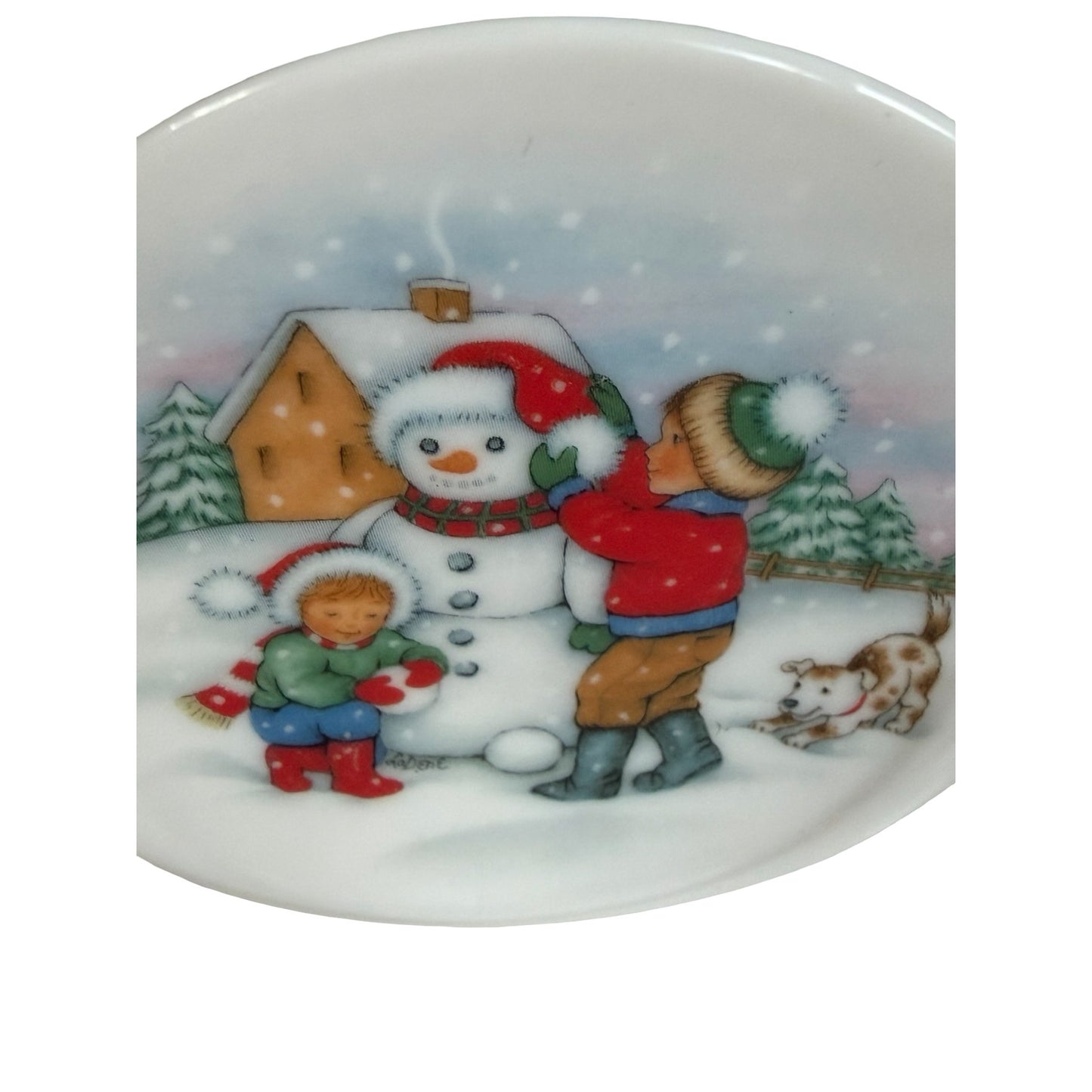 1991 Hallmark Keepsake Ornament Let It Snow Collector's Plate Fifth in Series Porcelain