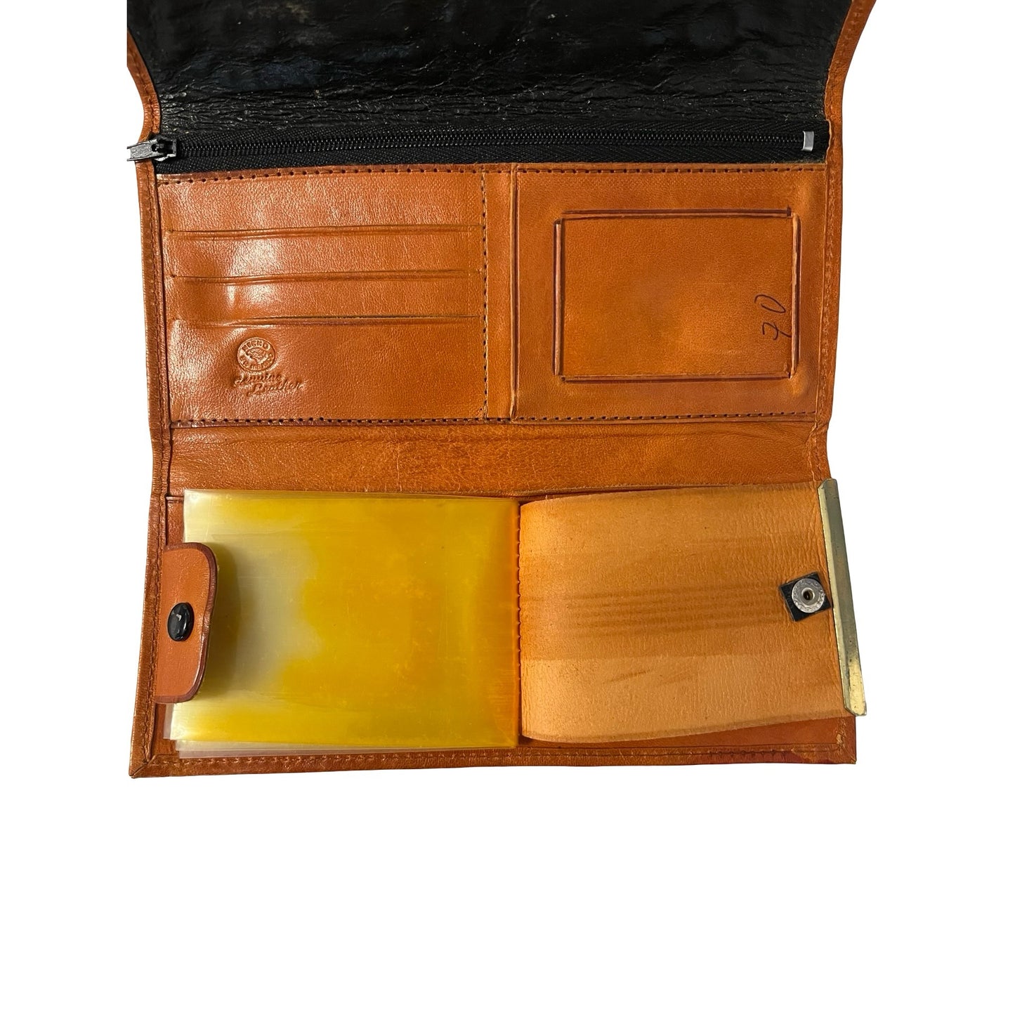 Vintage Tooled Leather Floral Wallet Brown Embossed Clutch Hecho en Mexico