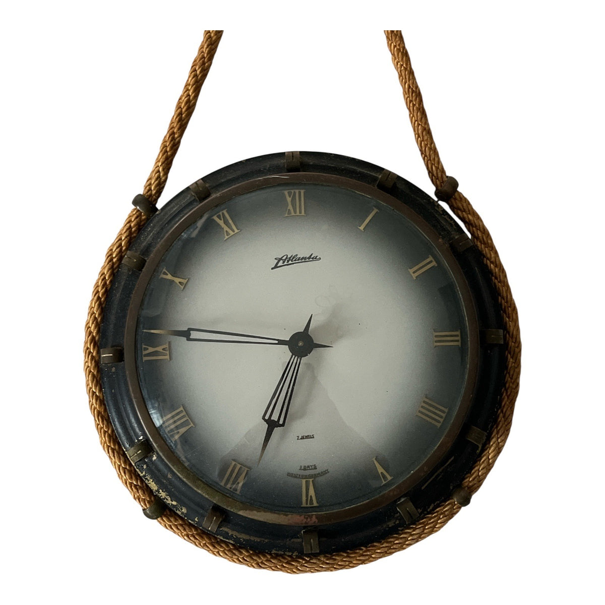 Team Roping Wall Clock Vintage Atlanta 7 Jewel 8 Day Nautical Rope Wall Clock – Made in Weste ...