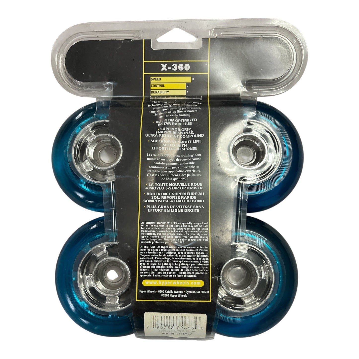 Y2K Hyper Wheels X-360 Inline Skate Wheels Set of 4 – 82mm 82A Made in Italy