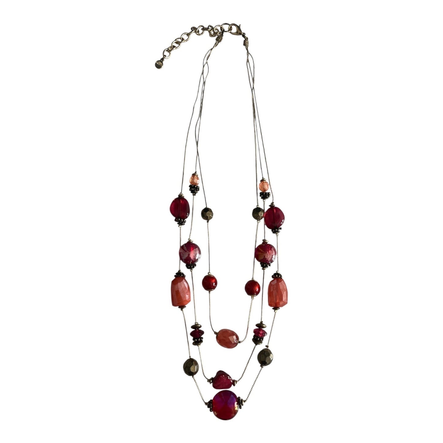 Ruby Rd Multi Strand Beaded Necklace Ruby Red Layered Statement Jewelry
