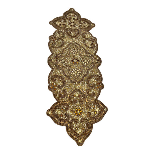 Vintage Y2K Pier 1 Imports Gold Beaded Table Runner or Wall Decor 35 x 13 Inches