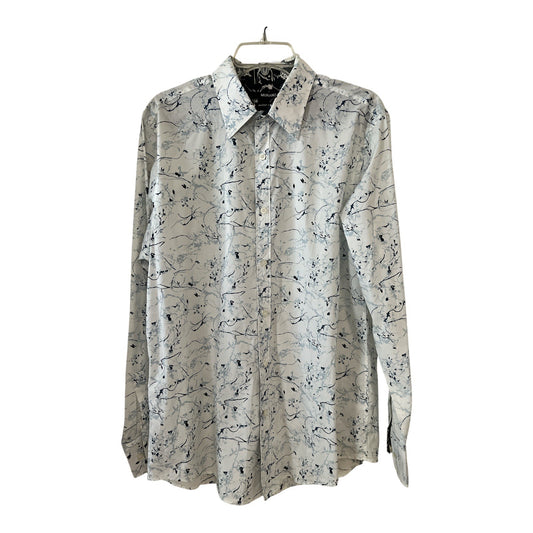 Murano Men’s Long Sleeve Button Down Shirt – Size L – Abstract Floral Print – Modern Comfort Fit