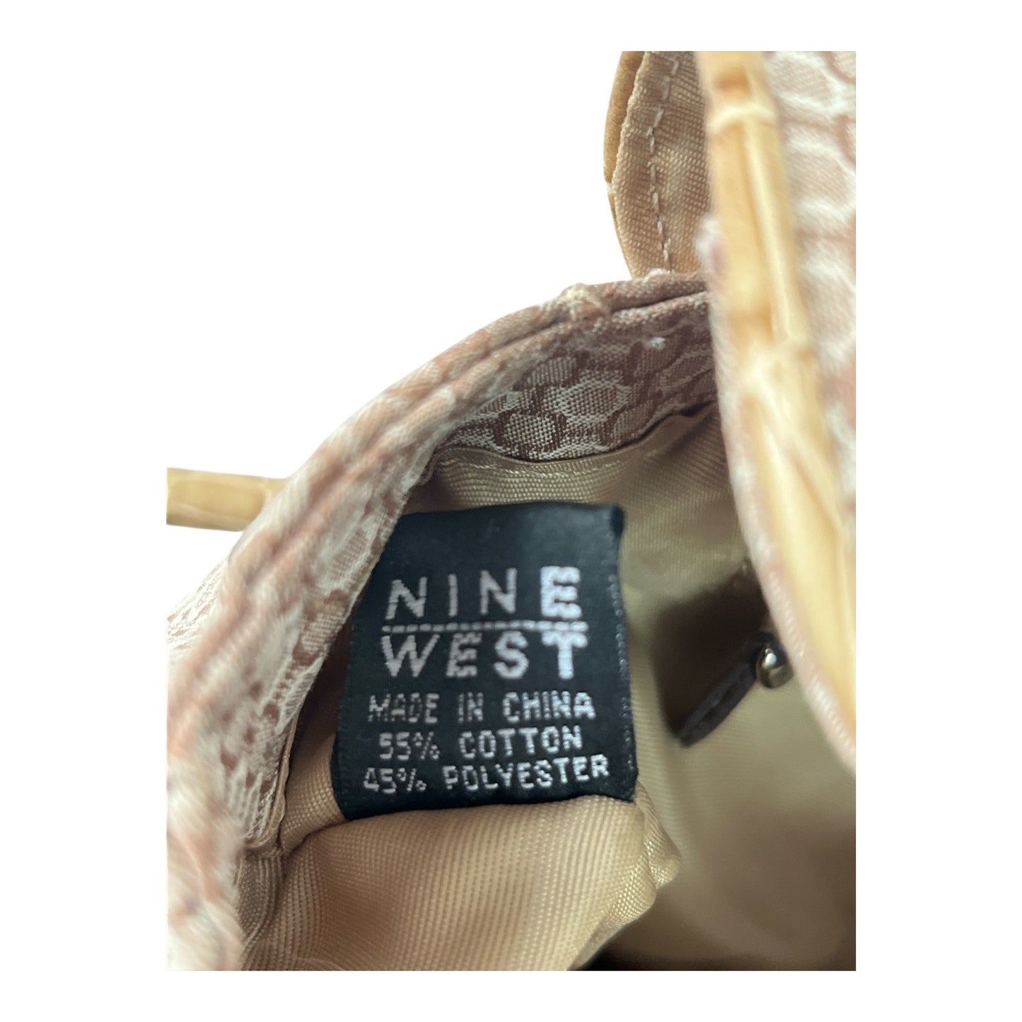 Nine West Brown Monogram Shoulder Bag Faux Croc Trim Early 2000s