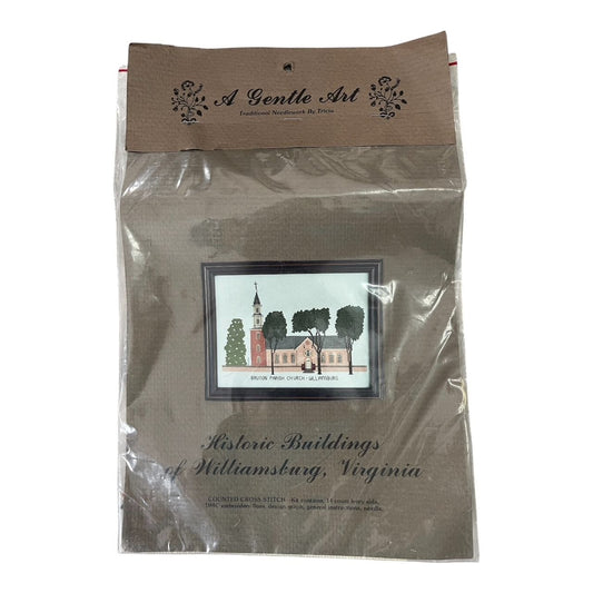 A Gentle Art by Tricia Cross Counted Cross Stitch Kit – Bruton Parish Church Williamsburg VA – Historic Buildings Series – 1977