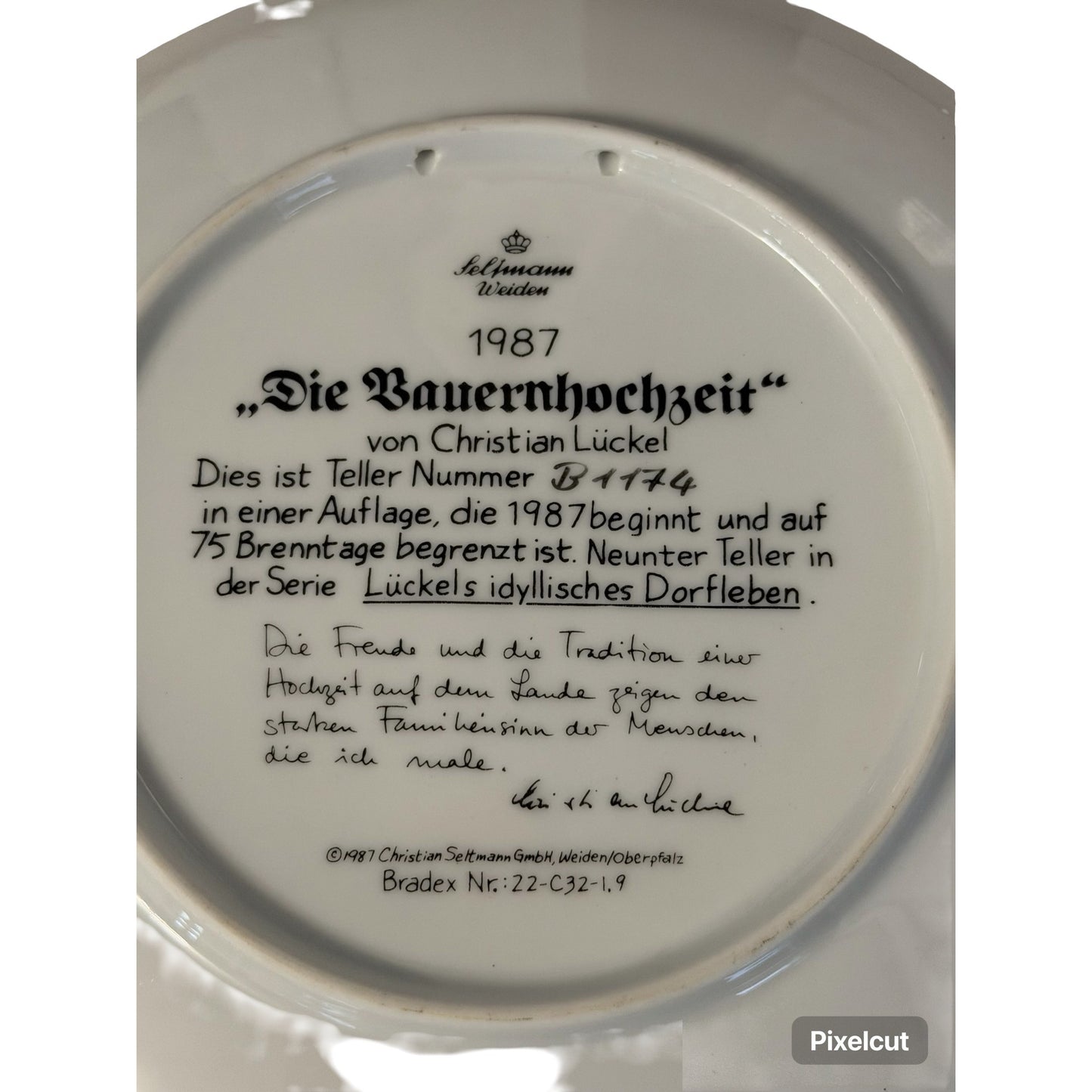 1987 Seltmann Weiden Die Bauernhochzeit Collector Plate Christian Lückel German Village Scene