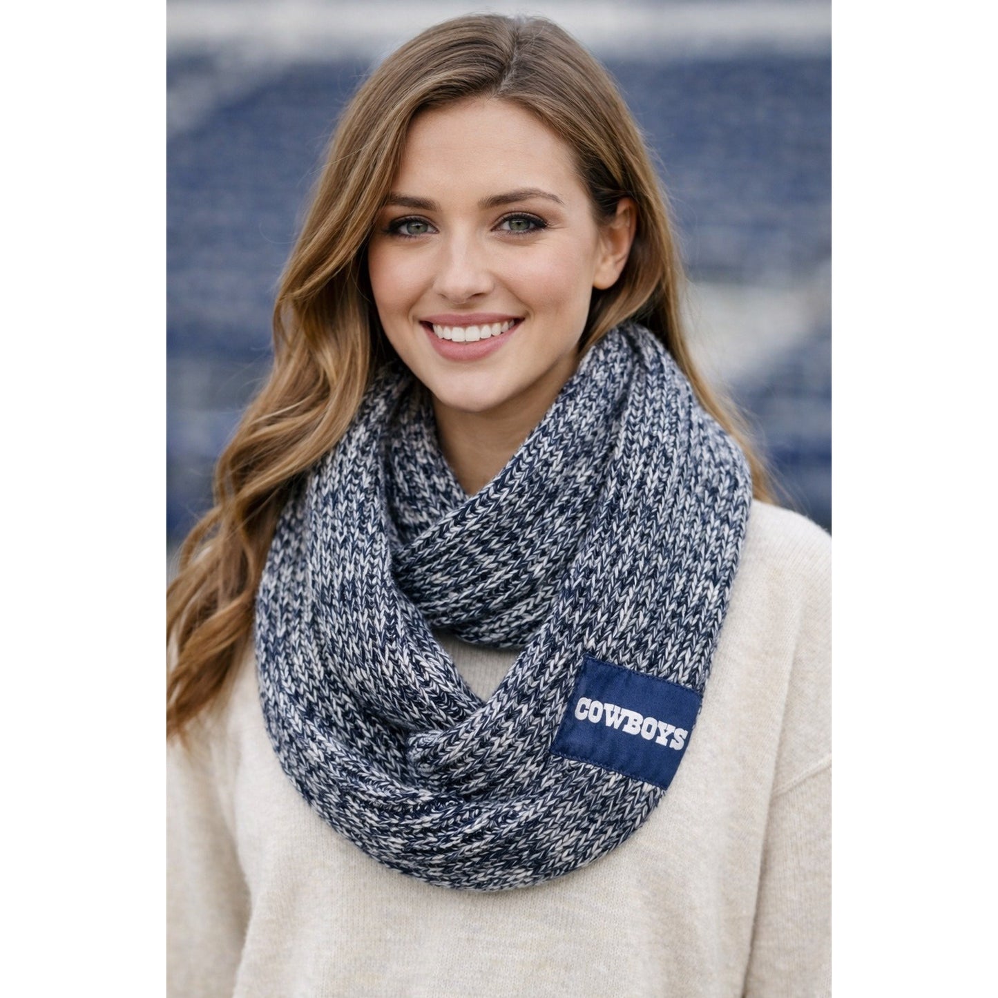 Dallas Cowboys Infinity Knit Scarf Gray Blue NFL Football Winter Fan Gear