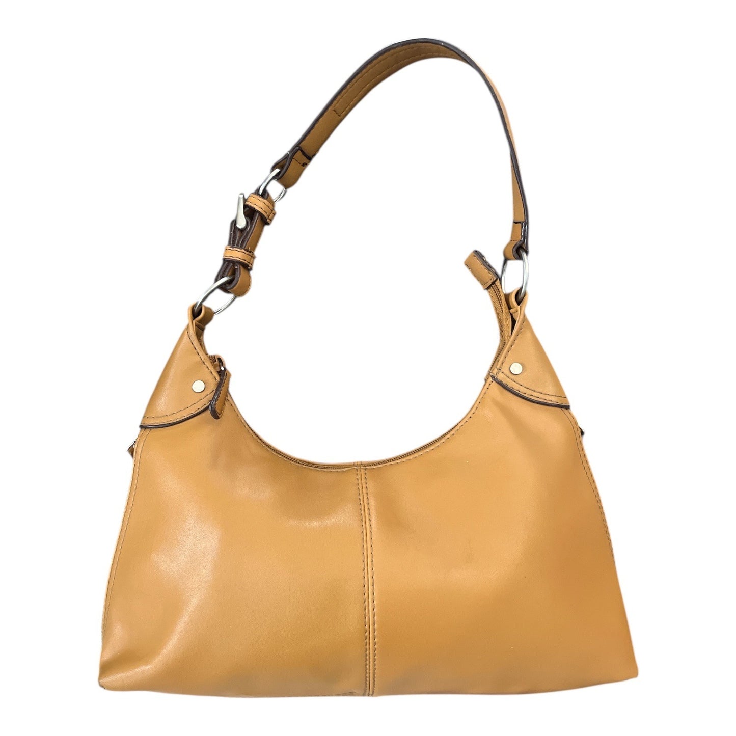 Nine West Shoulder Bag – Tan Faux Leather – 8x13x3.5" – Adjustable Strap, Card Slots, Zipper Top