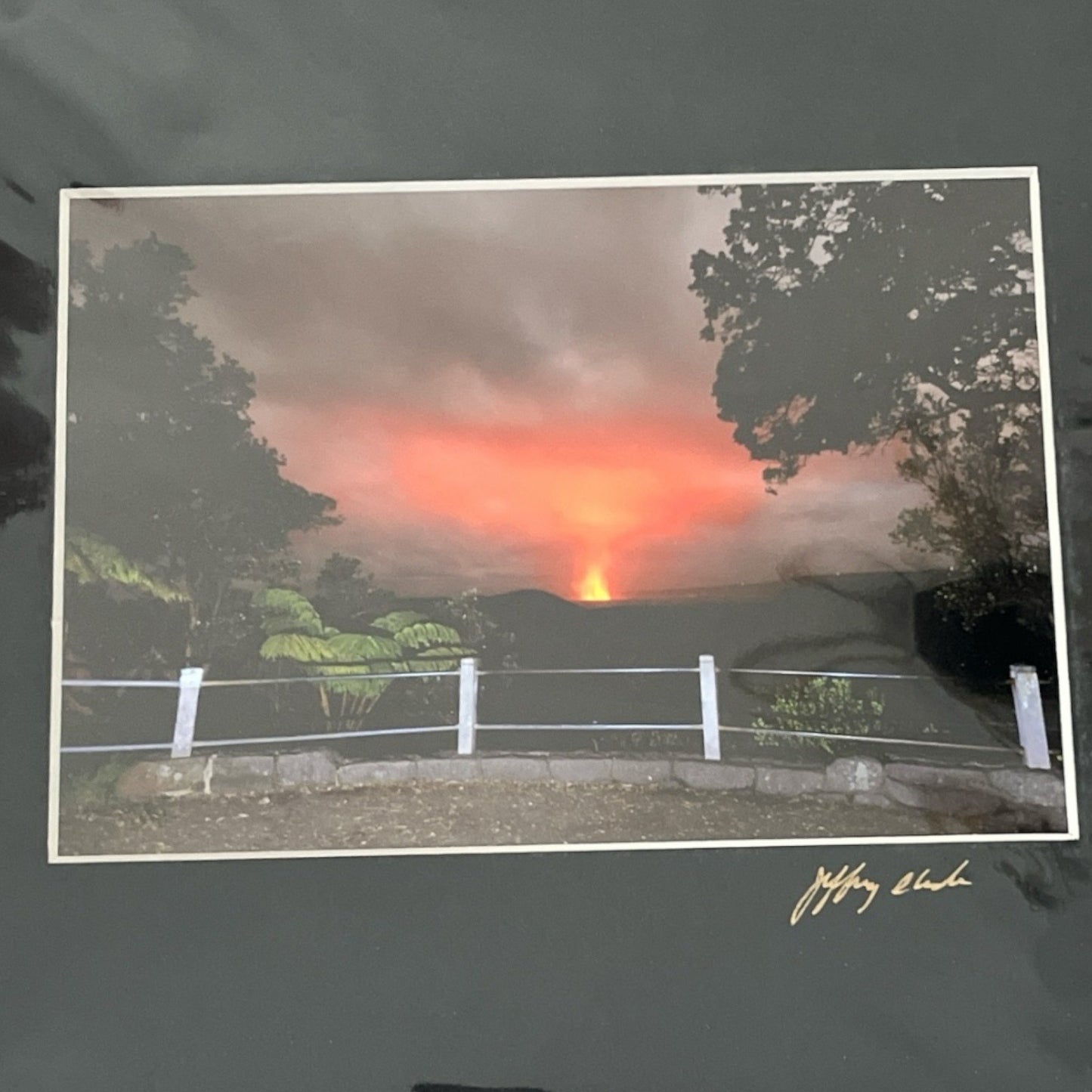 Jeffrey Ikeda Signed Kilauea Iki Volcano Photograph Matted 8x10 Hawaii Lava Art Print