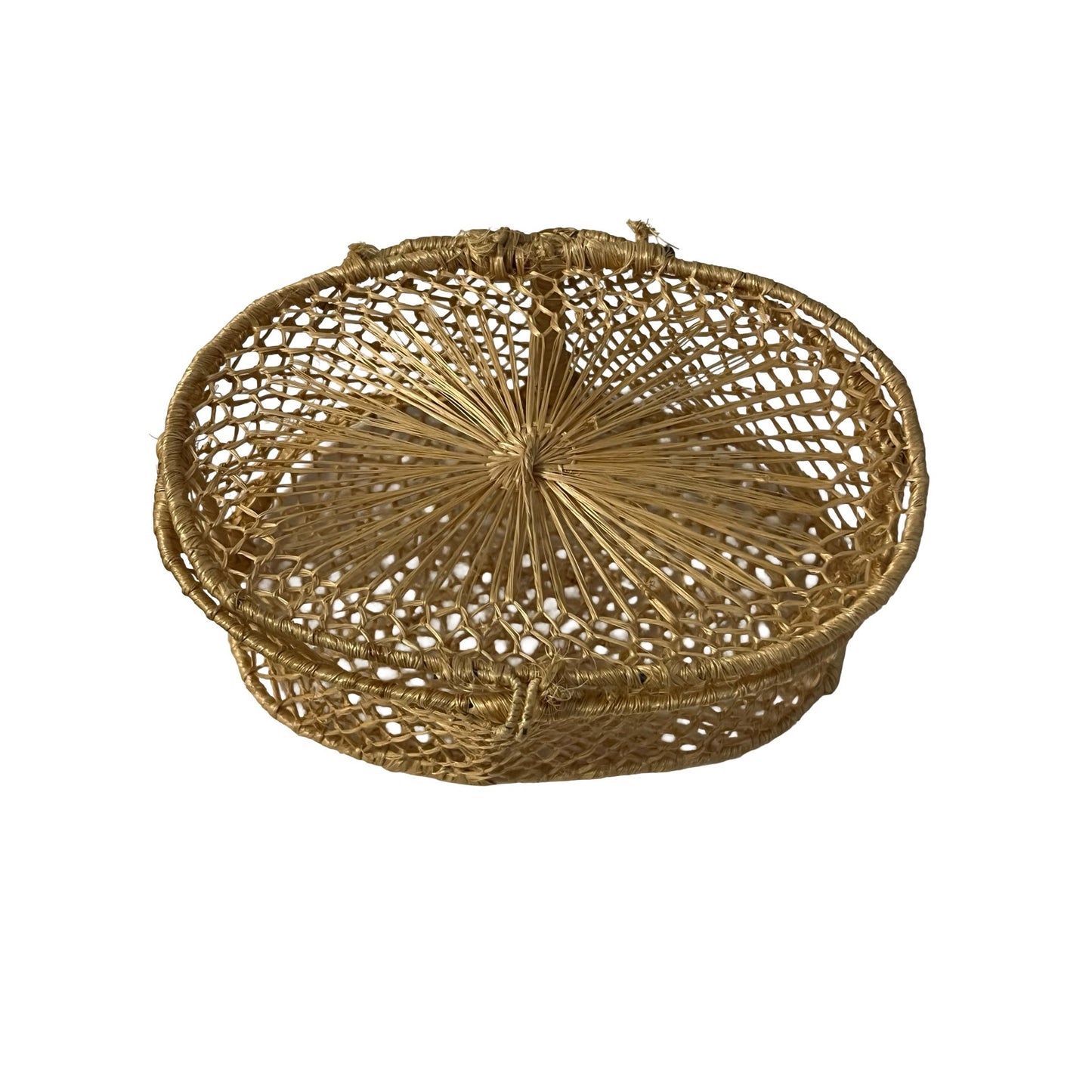 Vintage Woven Basket Lidded Round Trinket Box Natural Fiber Boho Storage 5"