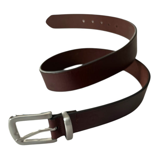 German Leather Belt with Penny-Farthing Bicycle Emboss – Brown Genuine Leather 32/80 Early 2000s