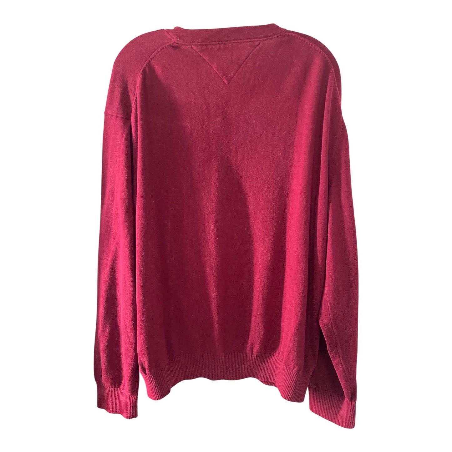 Tommy Hilfiger Men’s XXL V-Neck Sweater Red Cotton Pullover