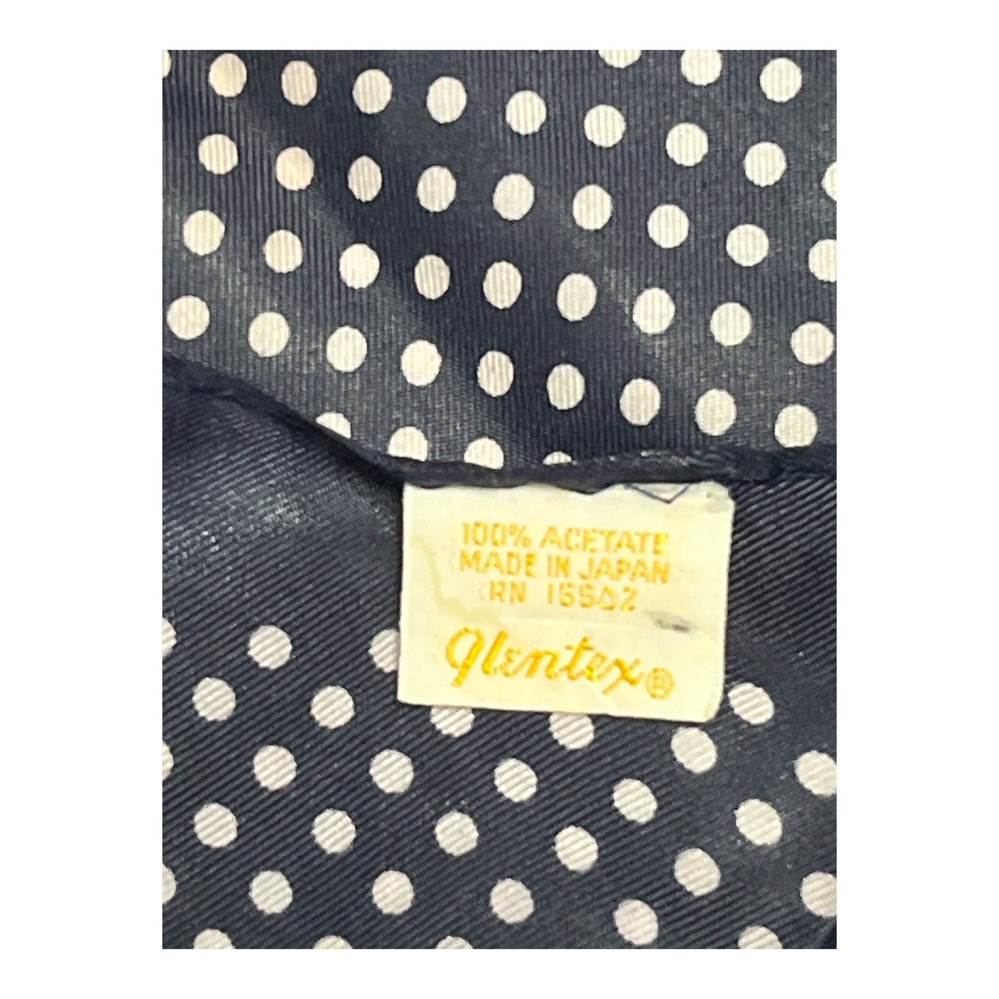 Vintage Glentex Navy Blue Polka Dot Scarf – 100% Acetate – Made in Japan - READ