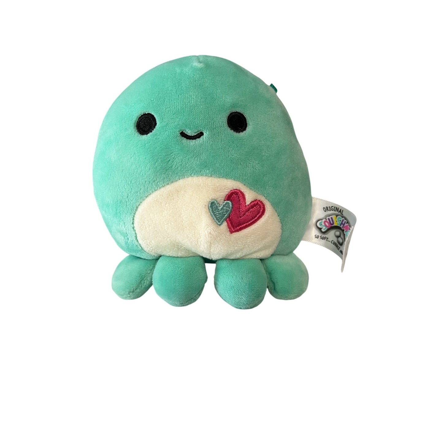 Squishmallows Original Plush Octopus Toy With Embroidered Hearts Green & White 7"