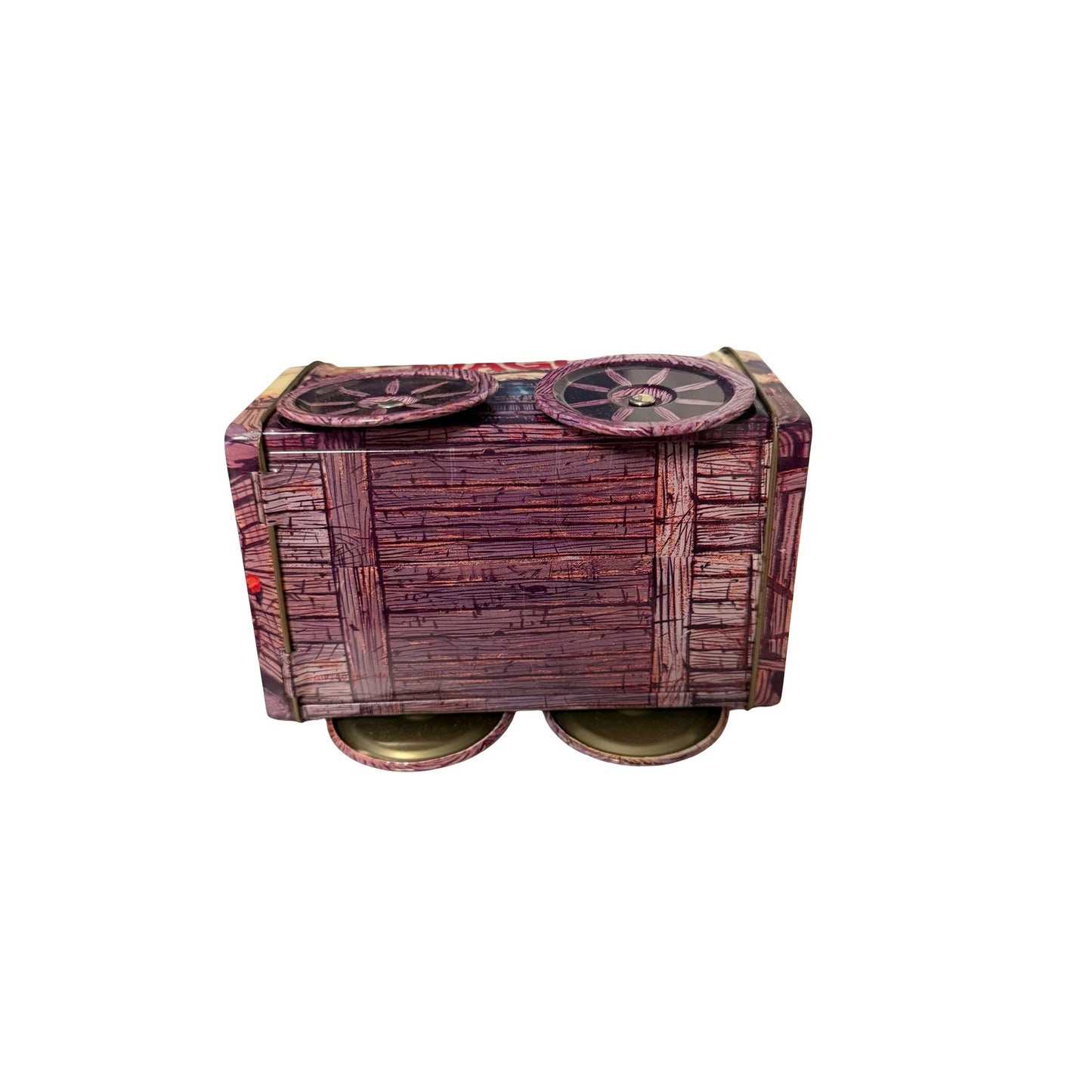 Vintage Giftco Chuck Wagon Tin With Moveable Wheels Western Covered Wagon Candy Tin