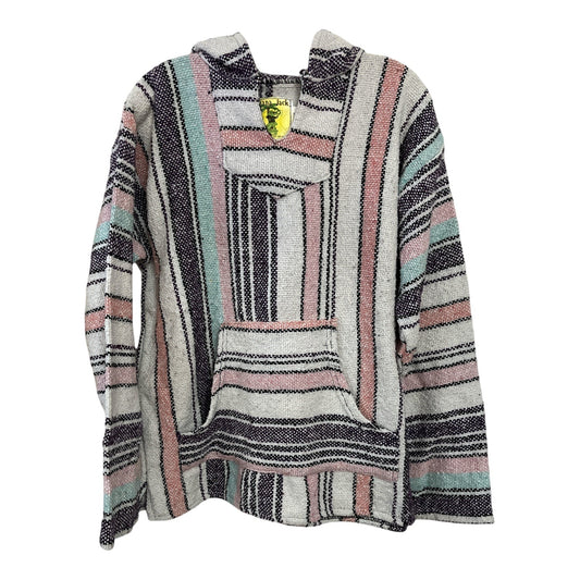 Vintage Baja Jack Mexican Blanket Large Hoodie Pullover Pastel Stripe 2000s