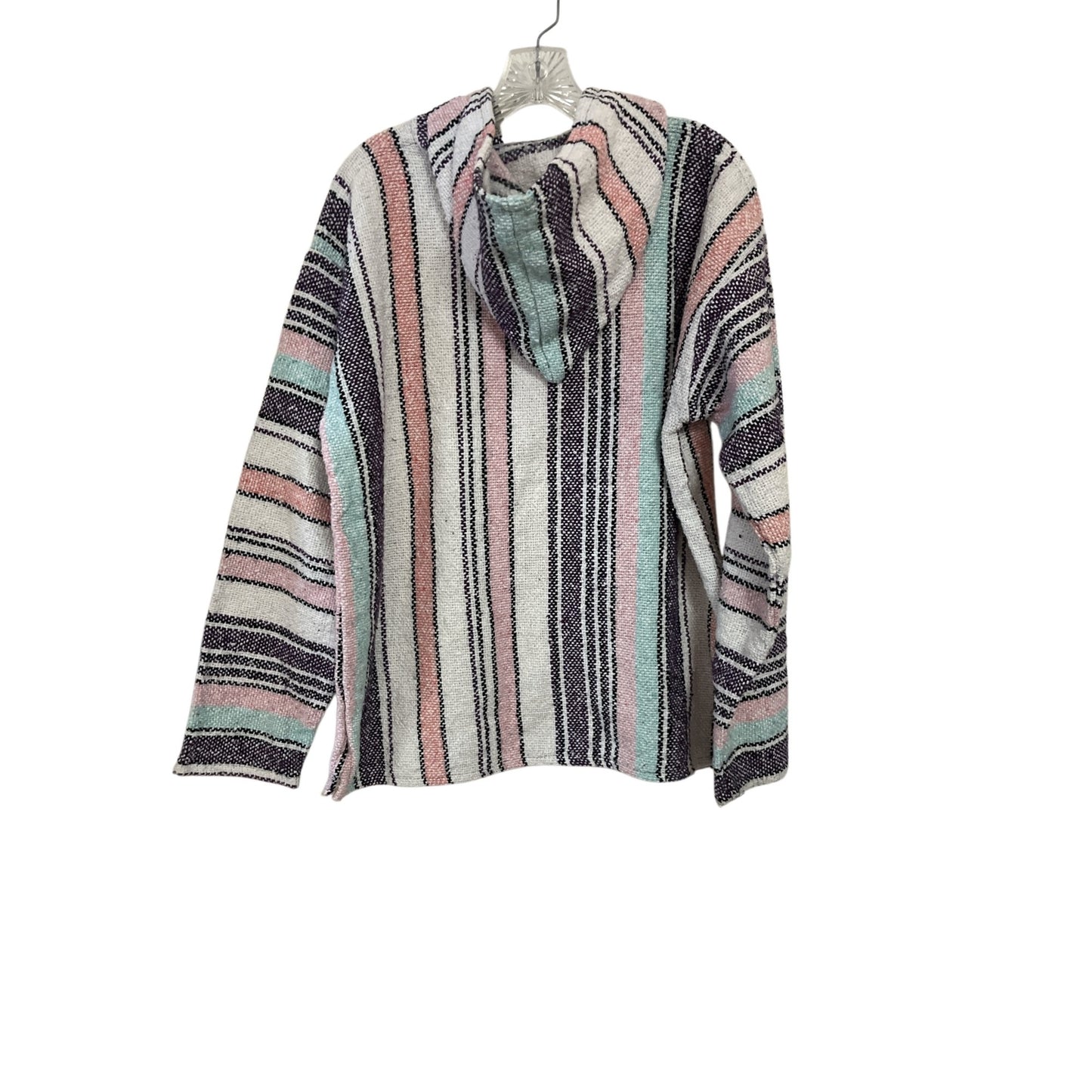 Vintage Baja Jack Mexican Blanket Large Hoodie Pullover Pastel Stripe 2000s