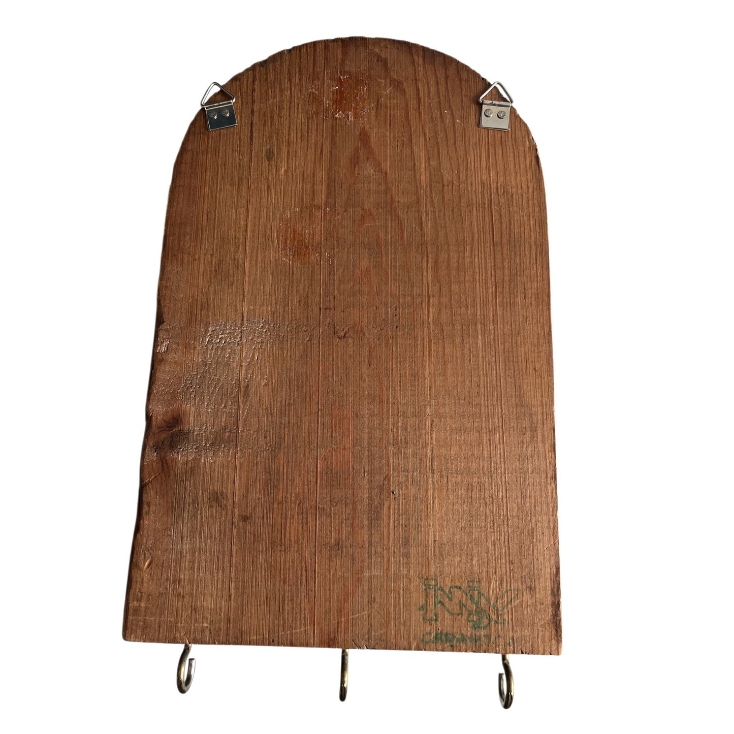 Handmade Southwest Cactus Wall Key Holder Wood Plaque with Hooks