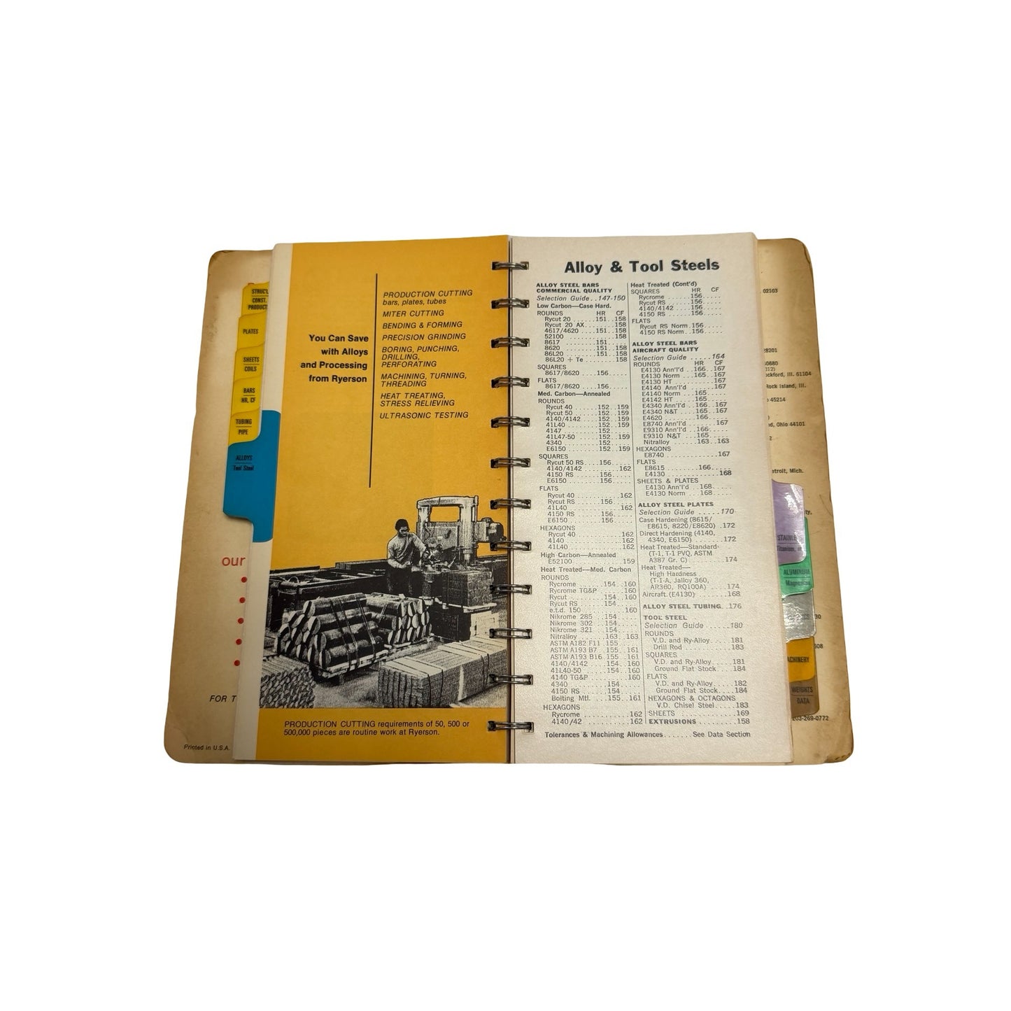 Vintage 1972 Ryerson Products in Stock Processing Services Metal Reference Handbook Edition 121