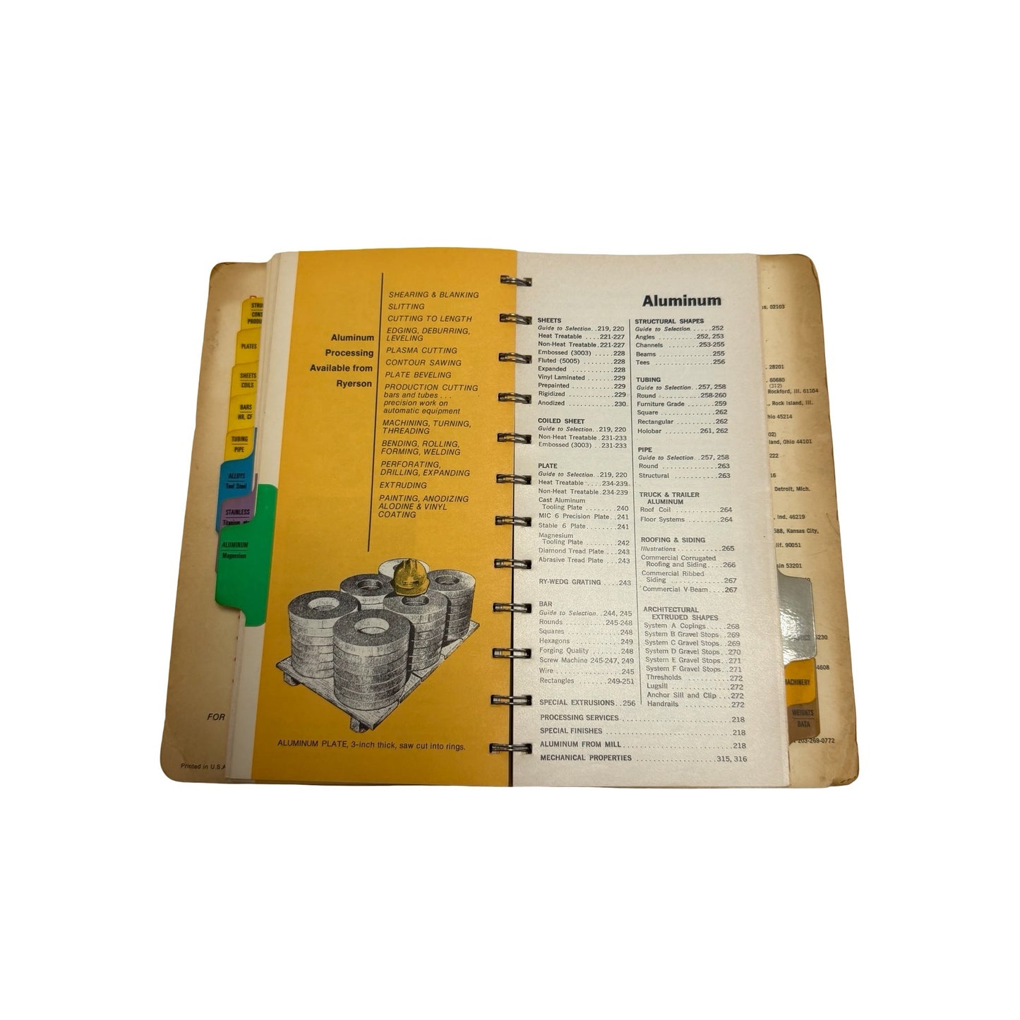 Vintage 1972 Ryerson Products in Stock Processing Services Metal Reference Handbook Edition 121