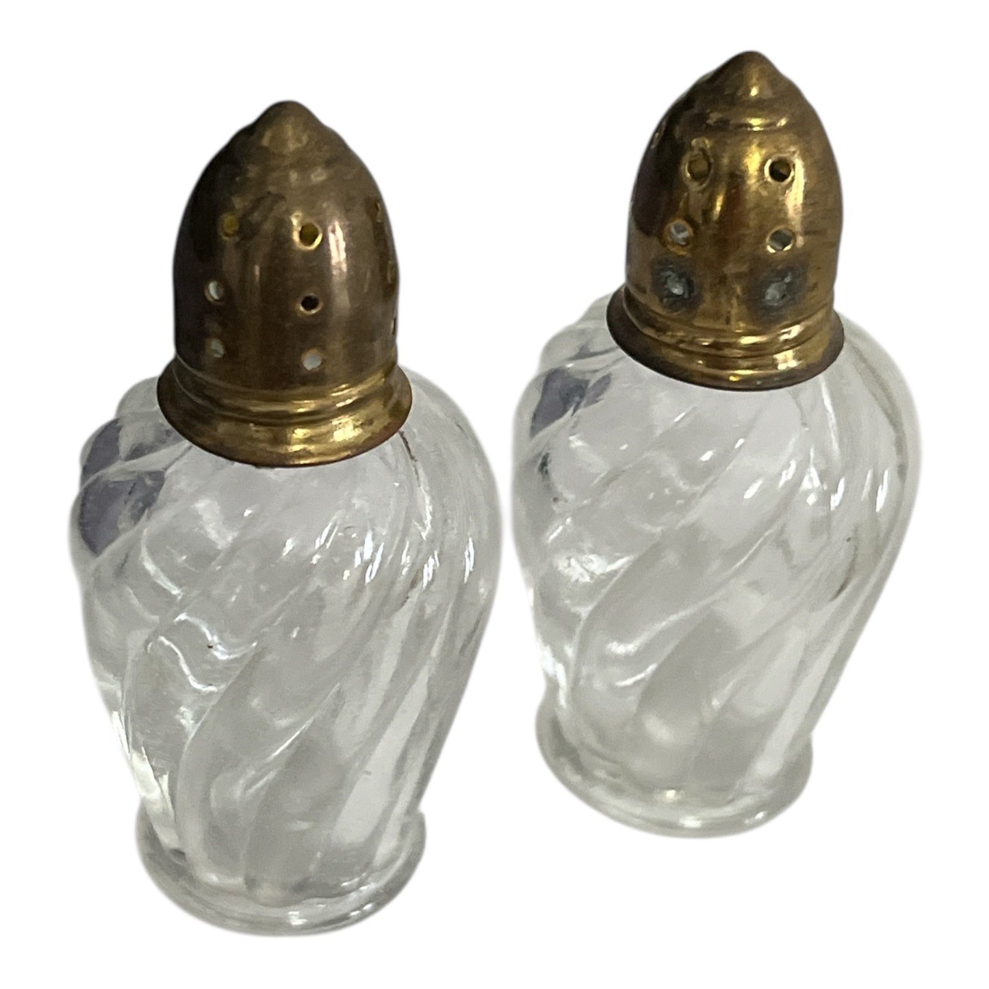 Vintage 1950s Brass & Glass Salt and Pepper Shaker Set in Wheelbarrow Cart – Souvenir of Natural Bridge, VA