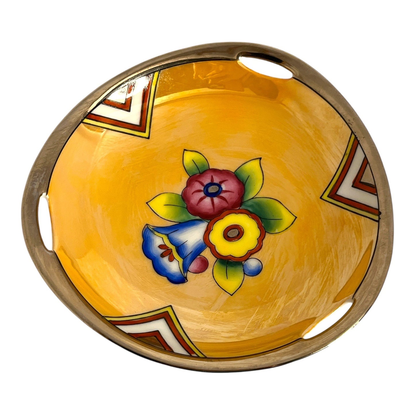 Vintage Noritake Hand-Painted Floral Handled Bowl Made in Japan Yellow Ceramic Dish