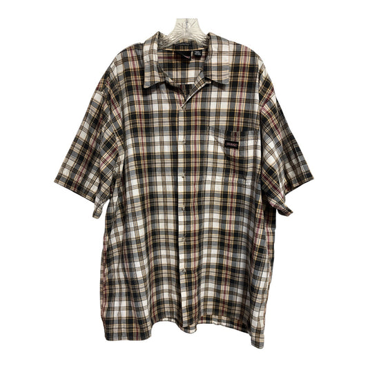 Dickies Men’s 2XL Plaid Button-Up Shirt – Black Gold Gray Check – Cotton Blend Short Sleeve (2010s)
