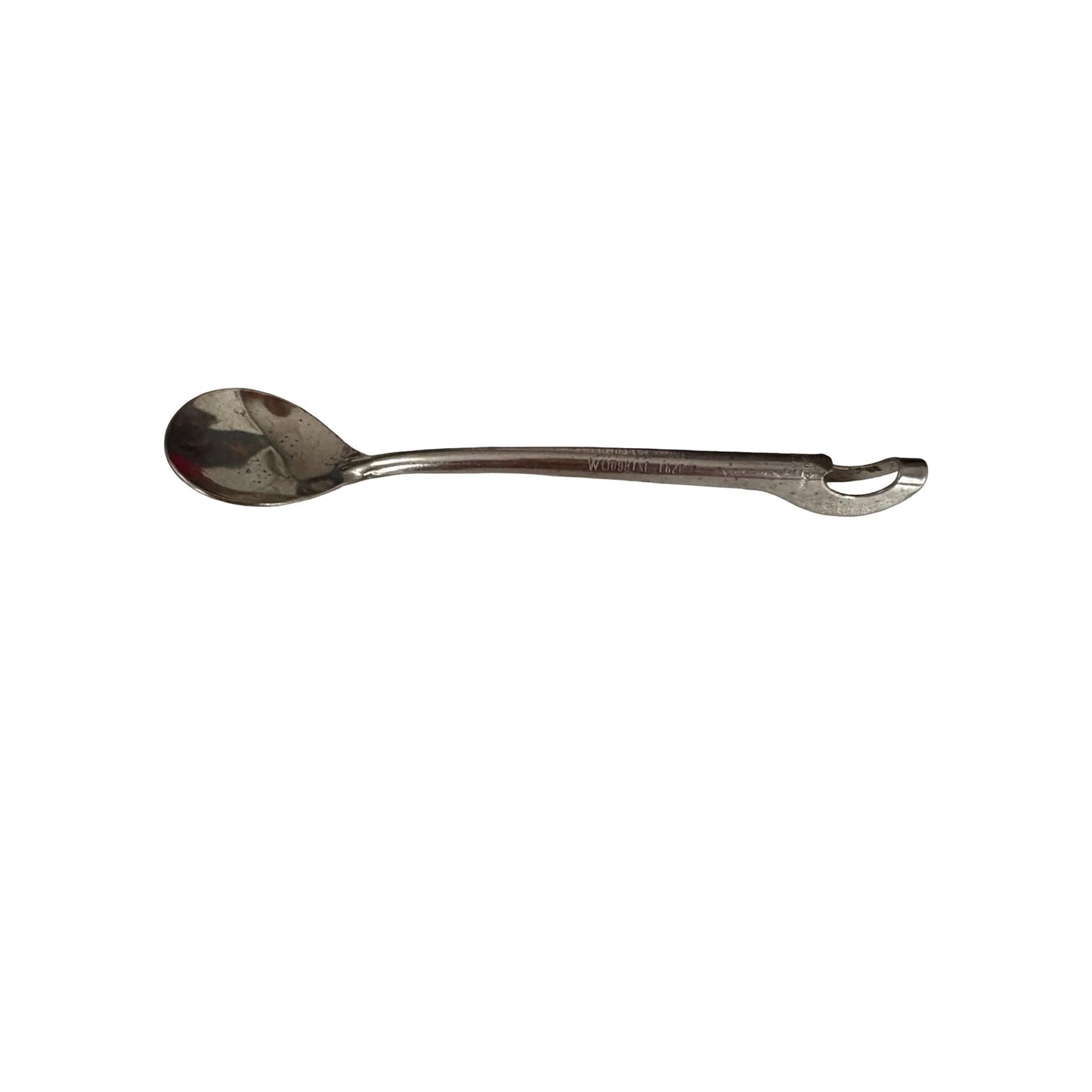 Vintage Woodbine 1620 Stainless Steel Iced Tea Spoon Schuster Funeral Home Advertising Souvenir