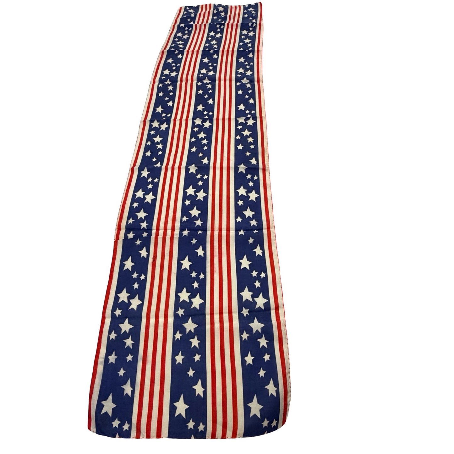Vintage Patriotic Stars & Stripes Scarf Red White Blue Americana Oblong Wrap 42x10.5