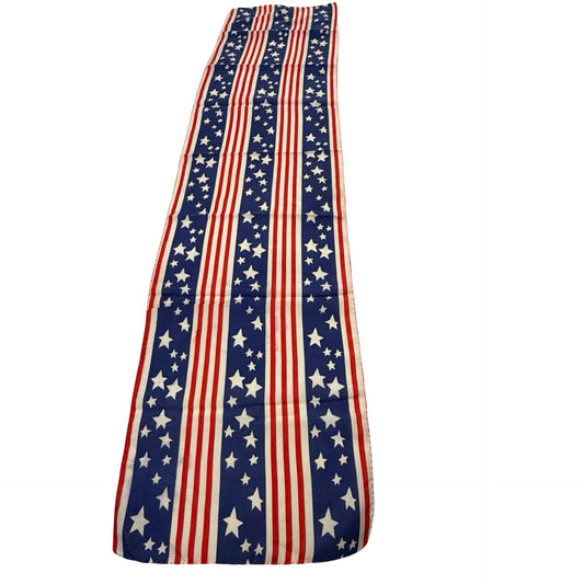 Vintage Patriotic Stars & Stripes Scarf Red White Blue Americana Oblong Wrap 42x10.5