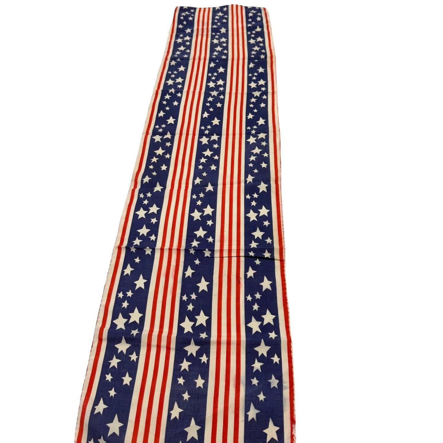 Vintage Patriotic Stars & Stripes Scarf Red White Blue Americana Oblong Wrap 42x10.5