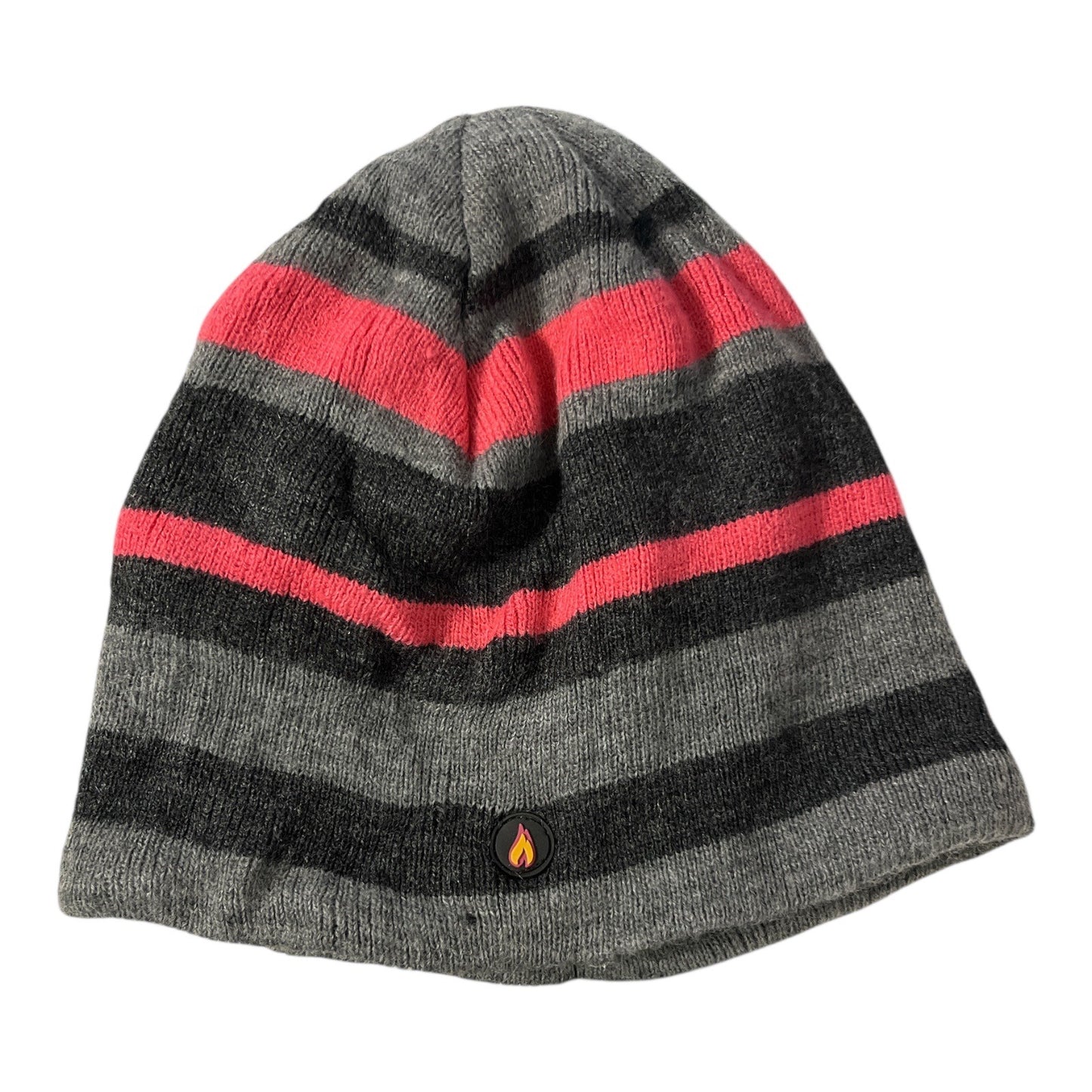 HotMocs Stripe Beanie Hat One Size Gray Pink Fleece Lined