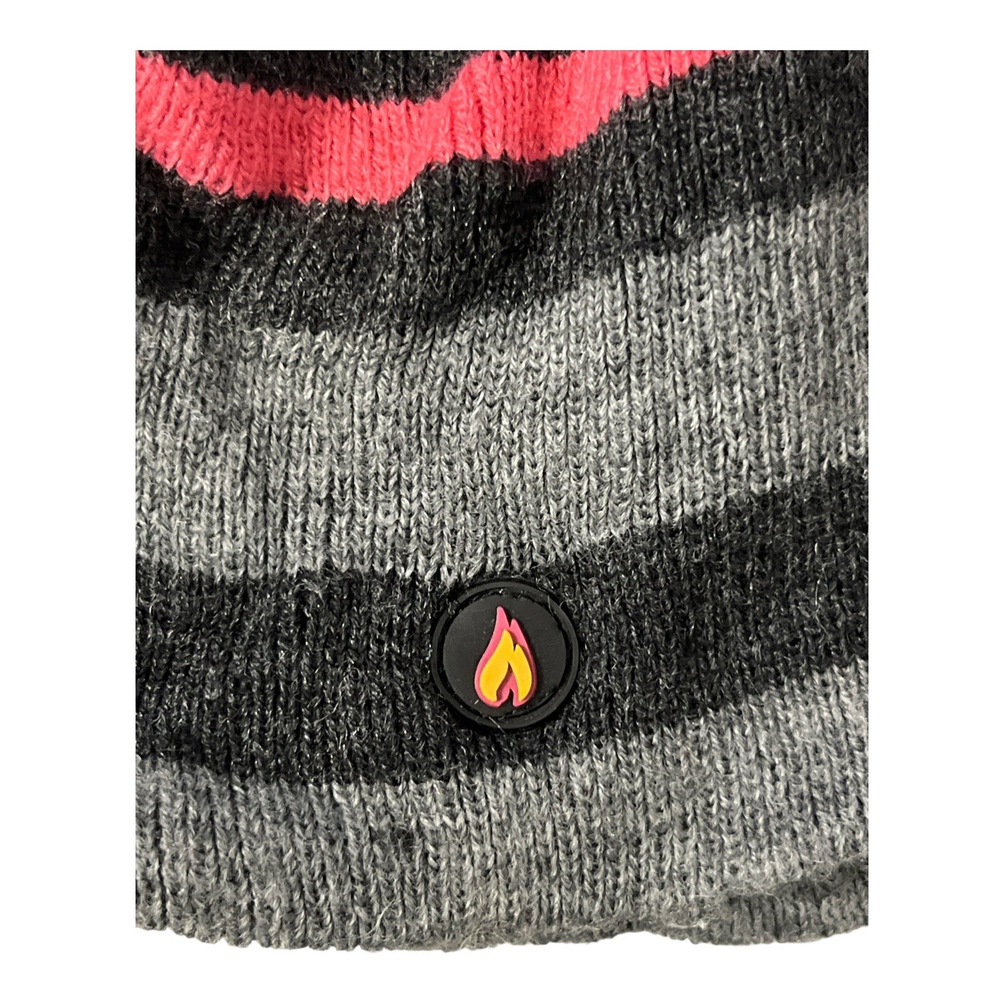 HotMocs Stripe Beanie Hat One Size Gray Pink Fleece Lined