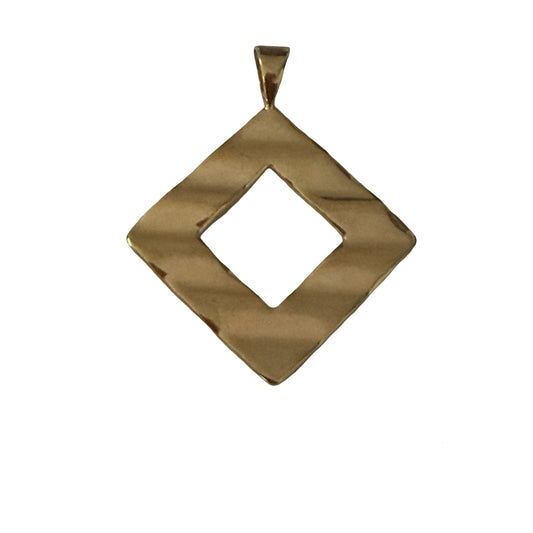Vintage Gold Tone Open Diamond Pendant Geometric Minimalist Statement Necklace Charm