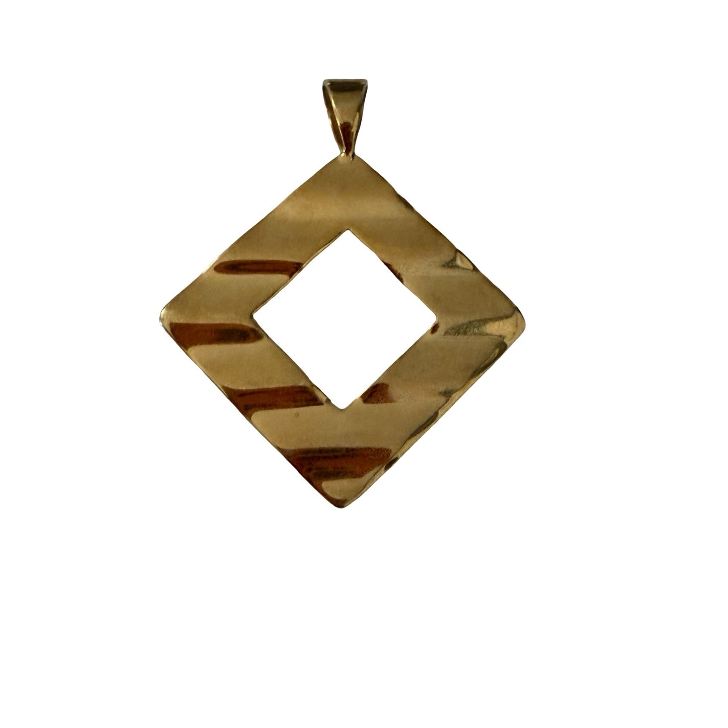 Vintage Gold Tone Open Diamond Pendant Geometric Minimalist Statement Necklace Charm