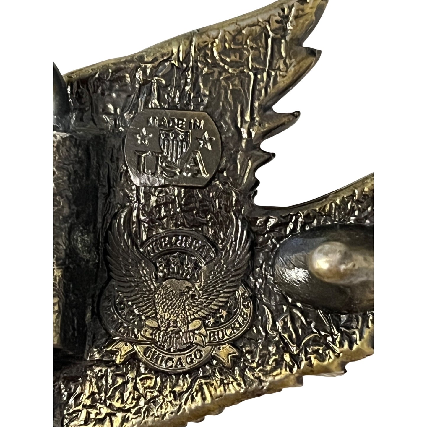 Vintage 1979 Great American Buckle Co Chicago Bald Eagle Belt Buckle USA Serial Number