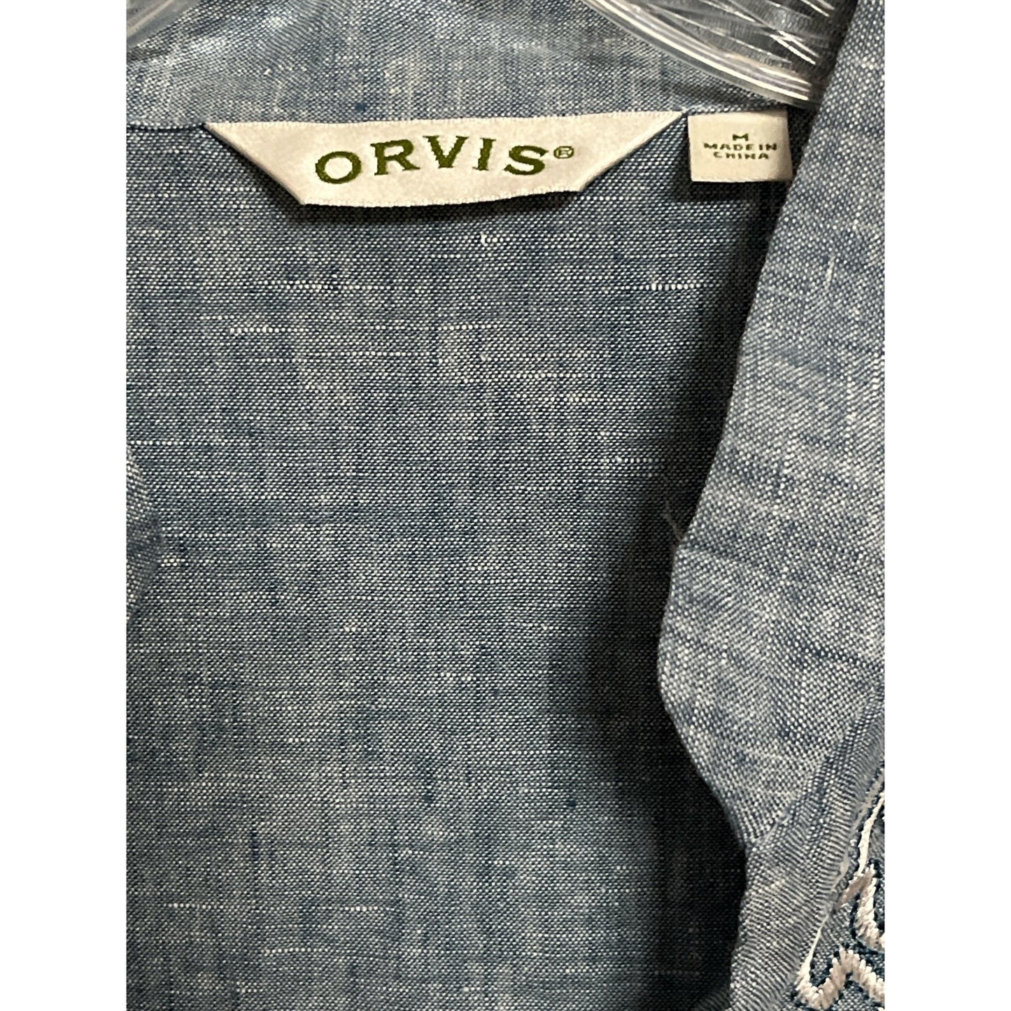 Orvis Women’s Size M Blue Linen-Blend Embroidered Tunic Top