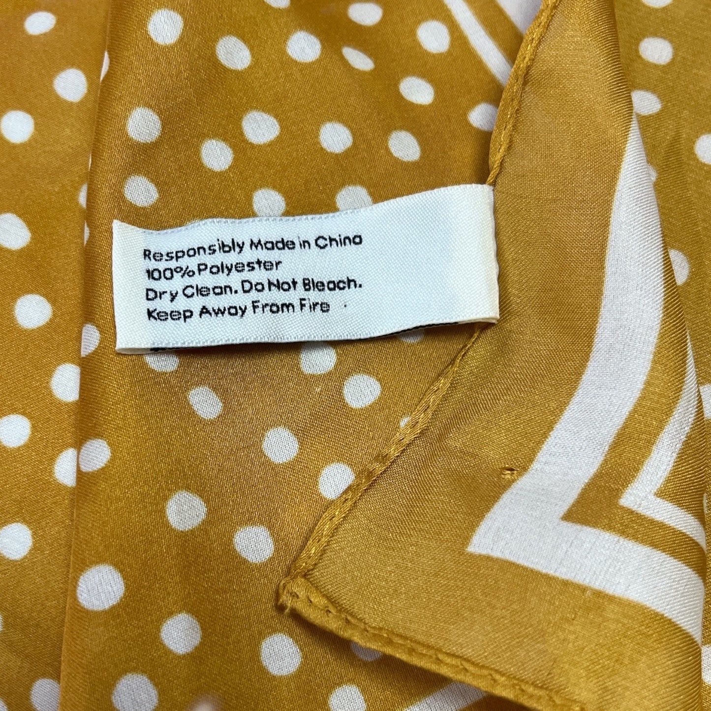 Cleobella Mustard Yellow Polka Dot Scarf – 32” Square – 100% Polyester
