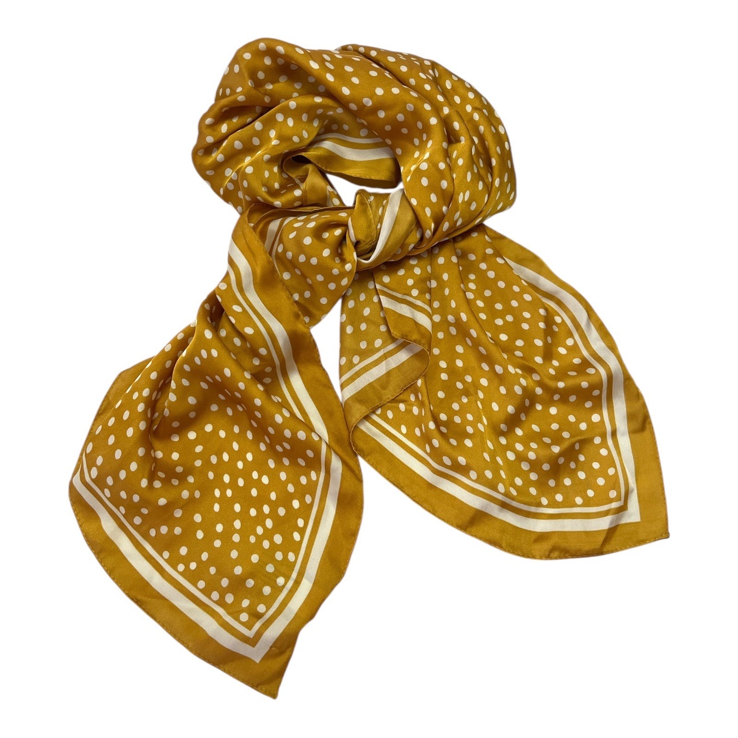 Cleobella Mustard Yellow Polka Dot Scarf – 32” Square – 100% Polyester