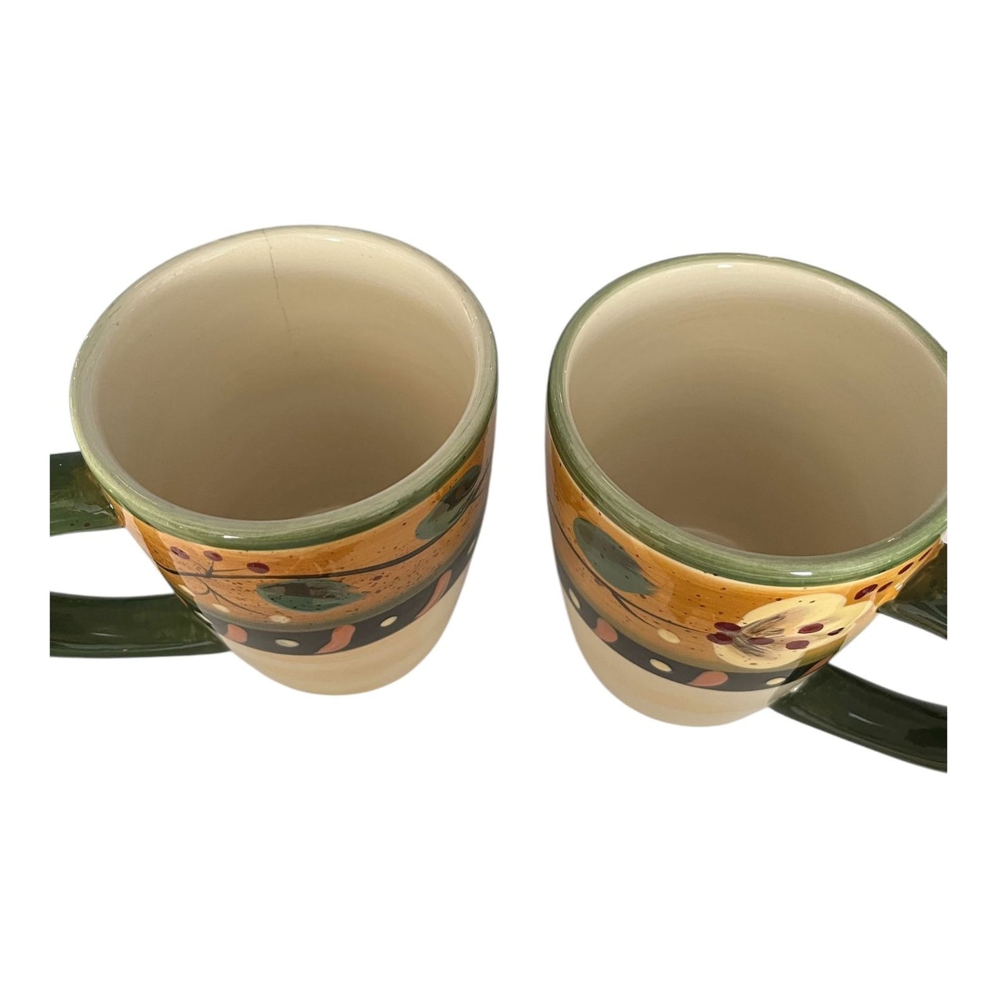 VTG Corsica Brigette Stoneware Mugs Set of 2 – Floral Vine Pattern Coffee Cups