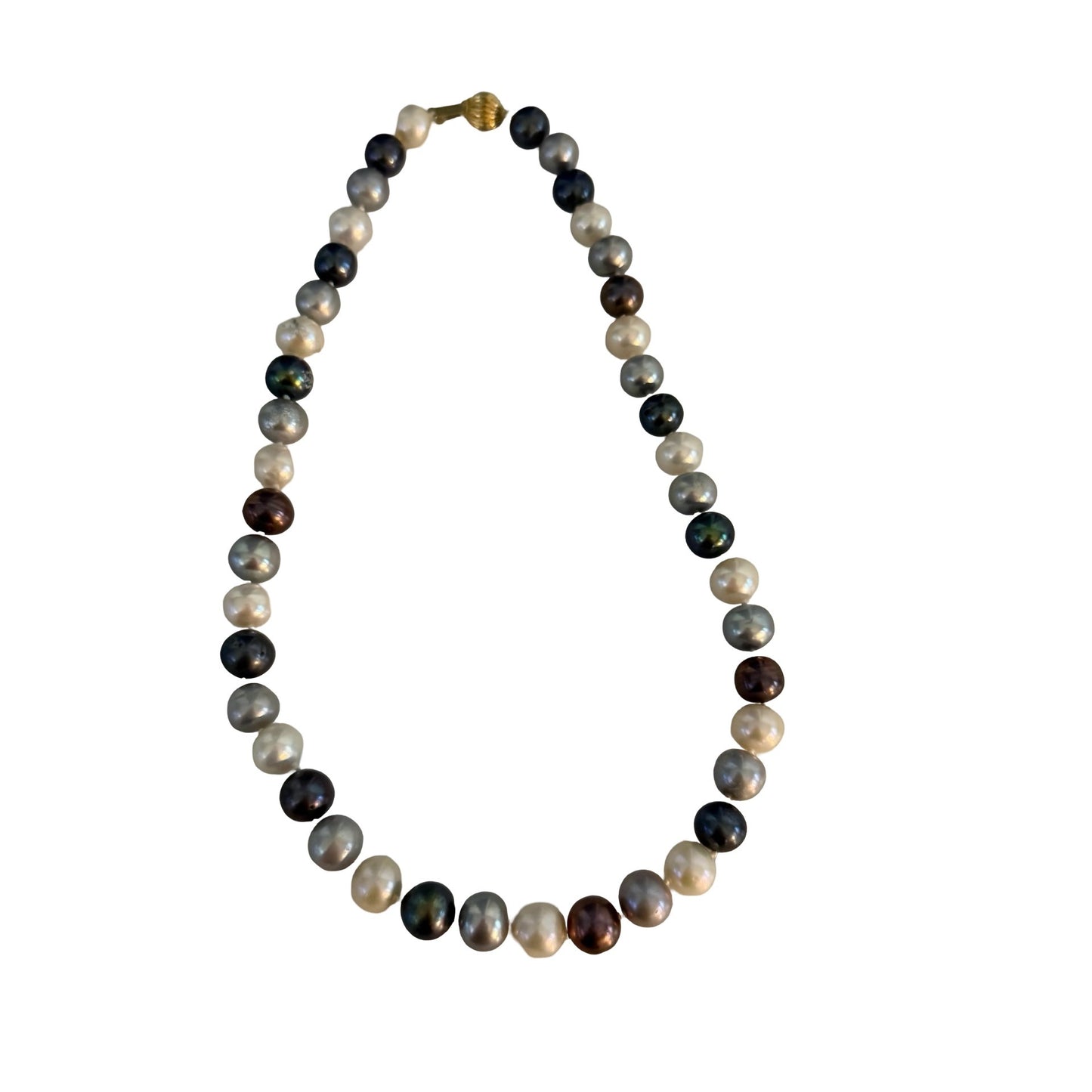 Multicolor Freshwater Pearl Necklace FIC 14K 585 Gold Clasp White Gray Peacock Burgundy